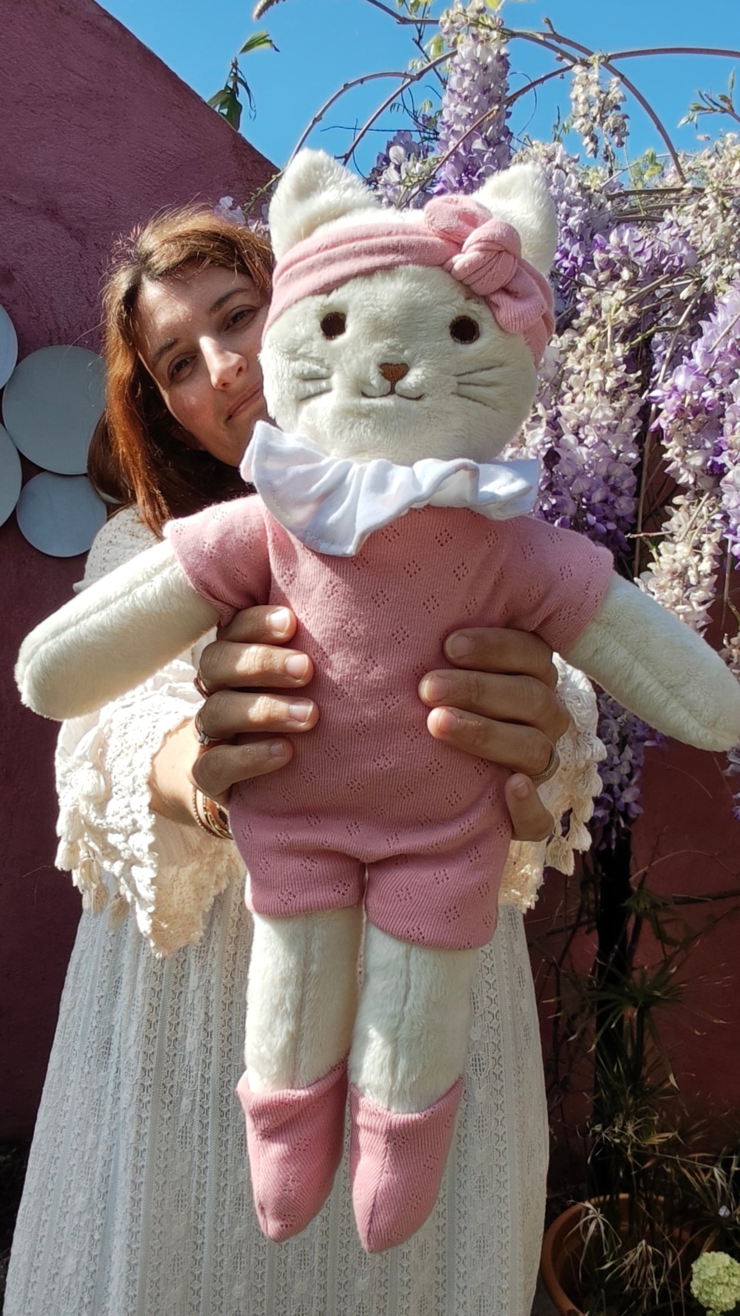 Tenue COMBINAISON vieux rose pour poupée peluche 45 cm