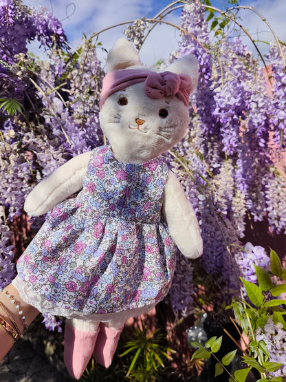 Tenue ROBE parme pour poupée peluche 45 cm