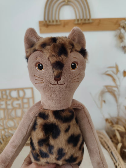 Peluche poupée chat LEOPARD 45 cm