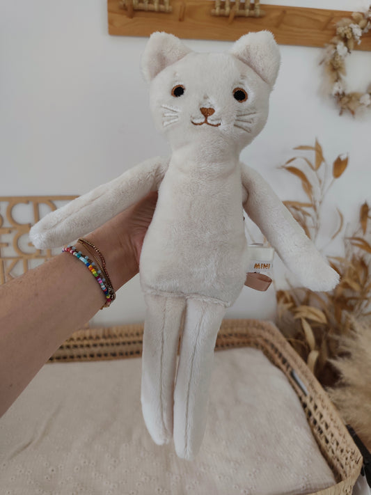 Peluche poupée chat ECRU 35 cm