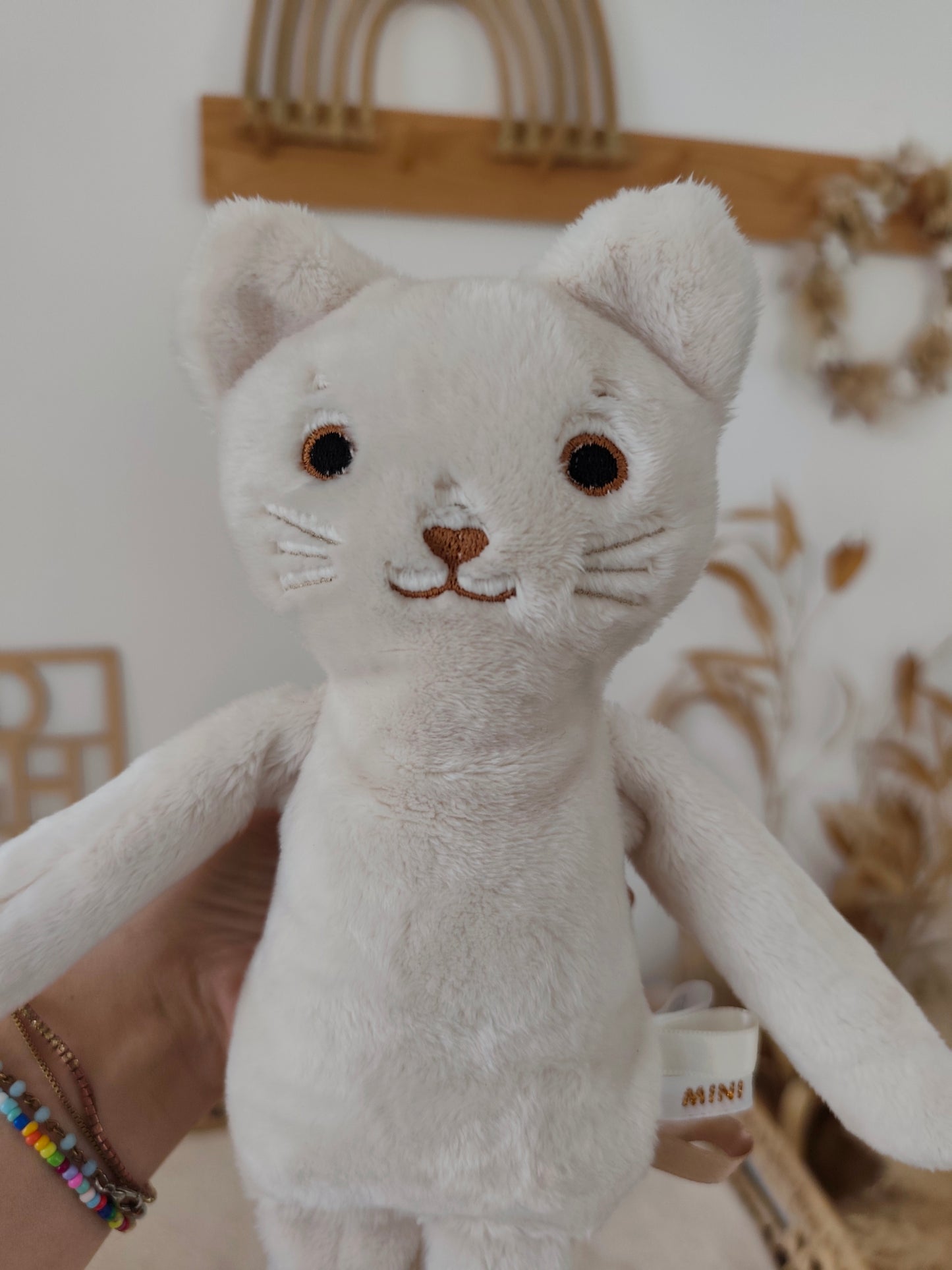 Peluche poupée chat ECRU 35 cm