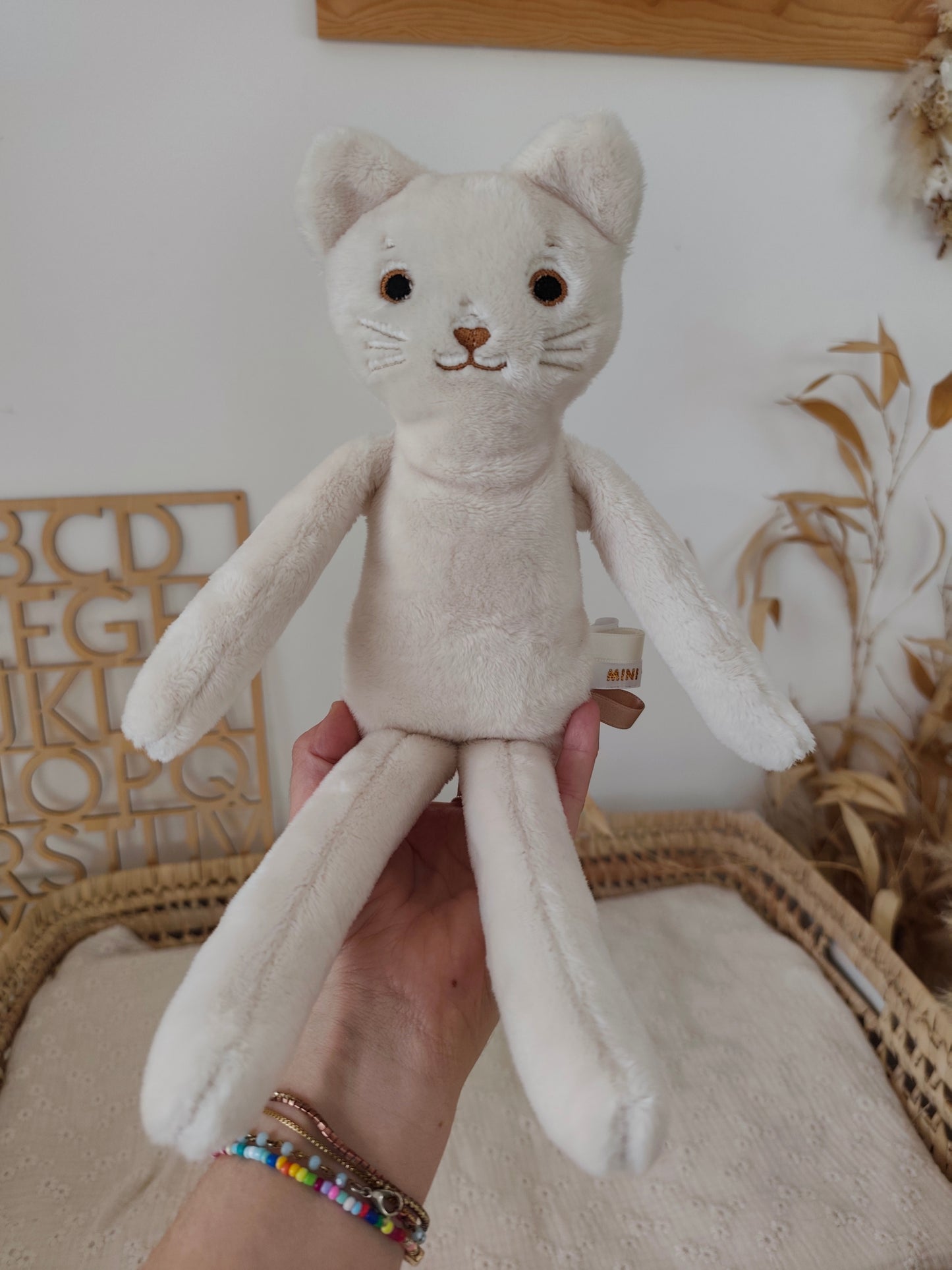 Peluche poupée chat ECRU 35 cm
