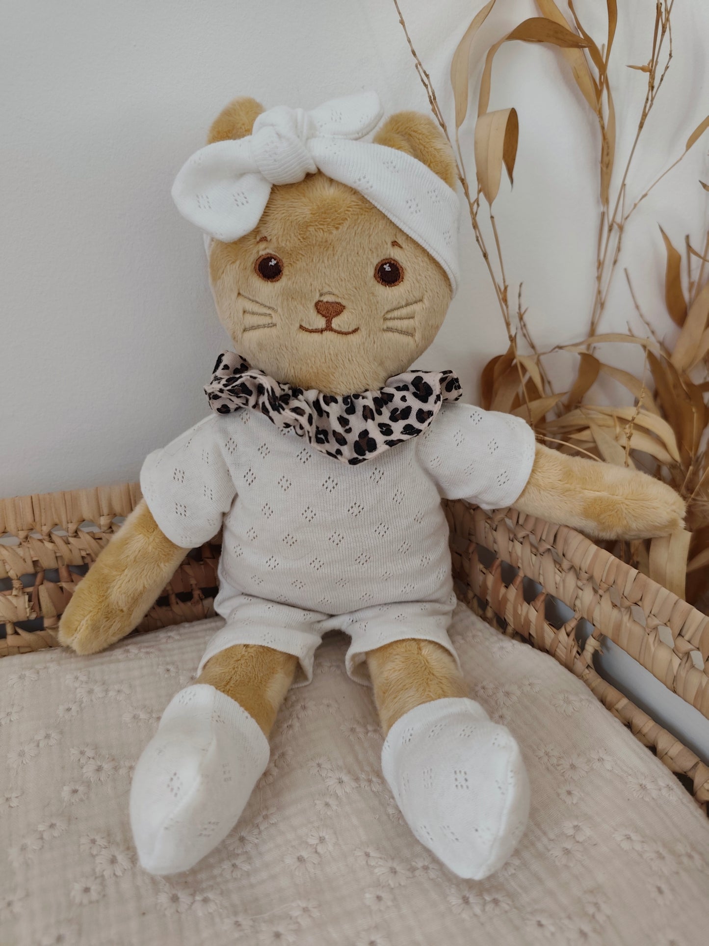 Tenue COMBINAISON blanche pour poupée peluche 45 cm