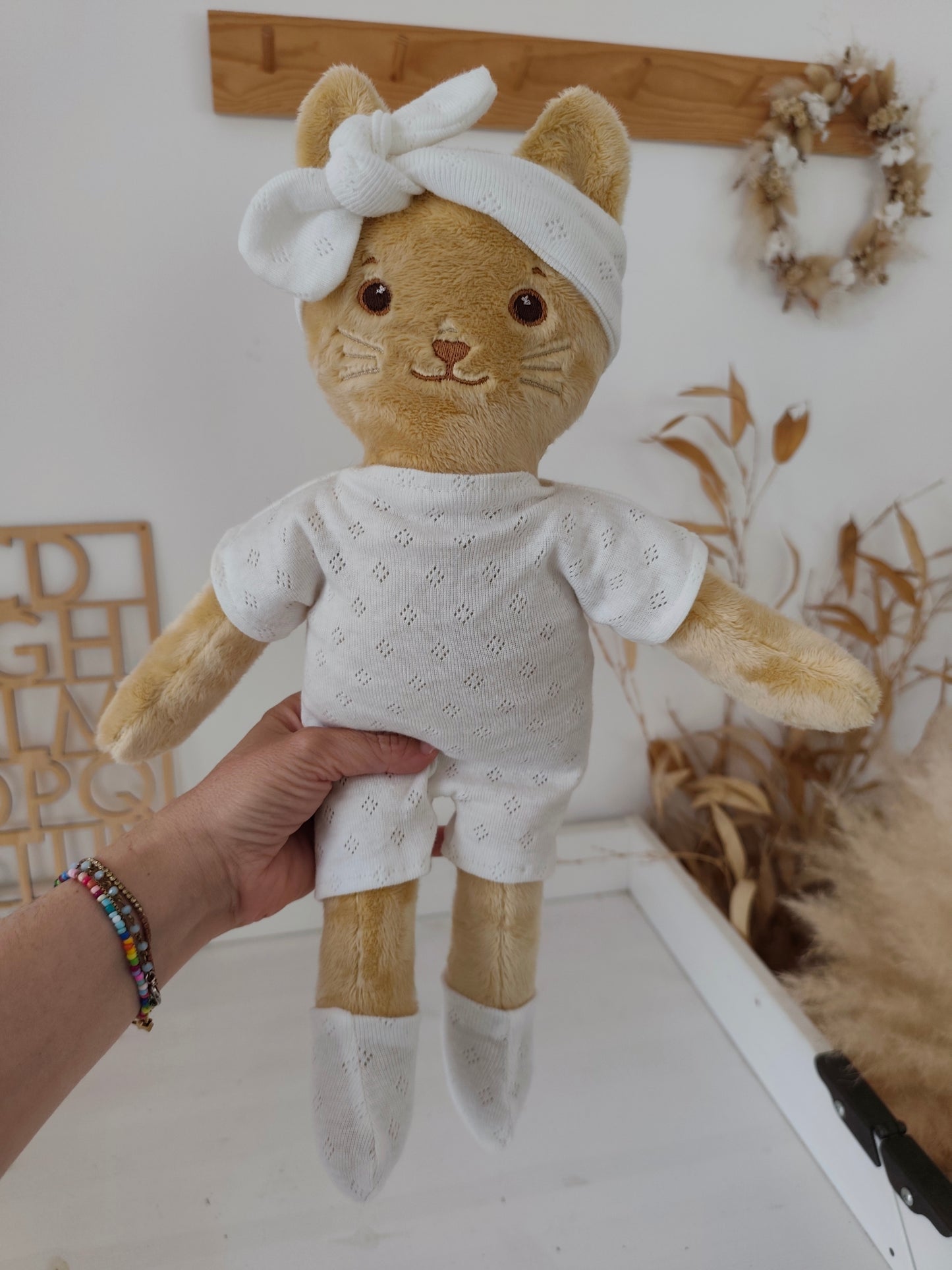 Peluche poupée chat BISCUIT 45 cm