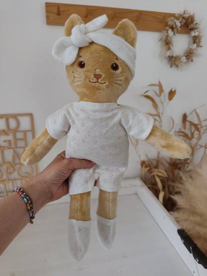 Peluche poupée chat BISCUIT 45 cm