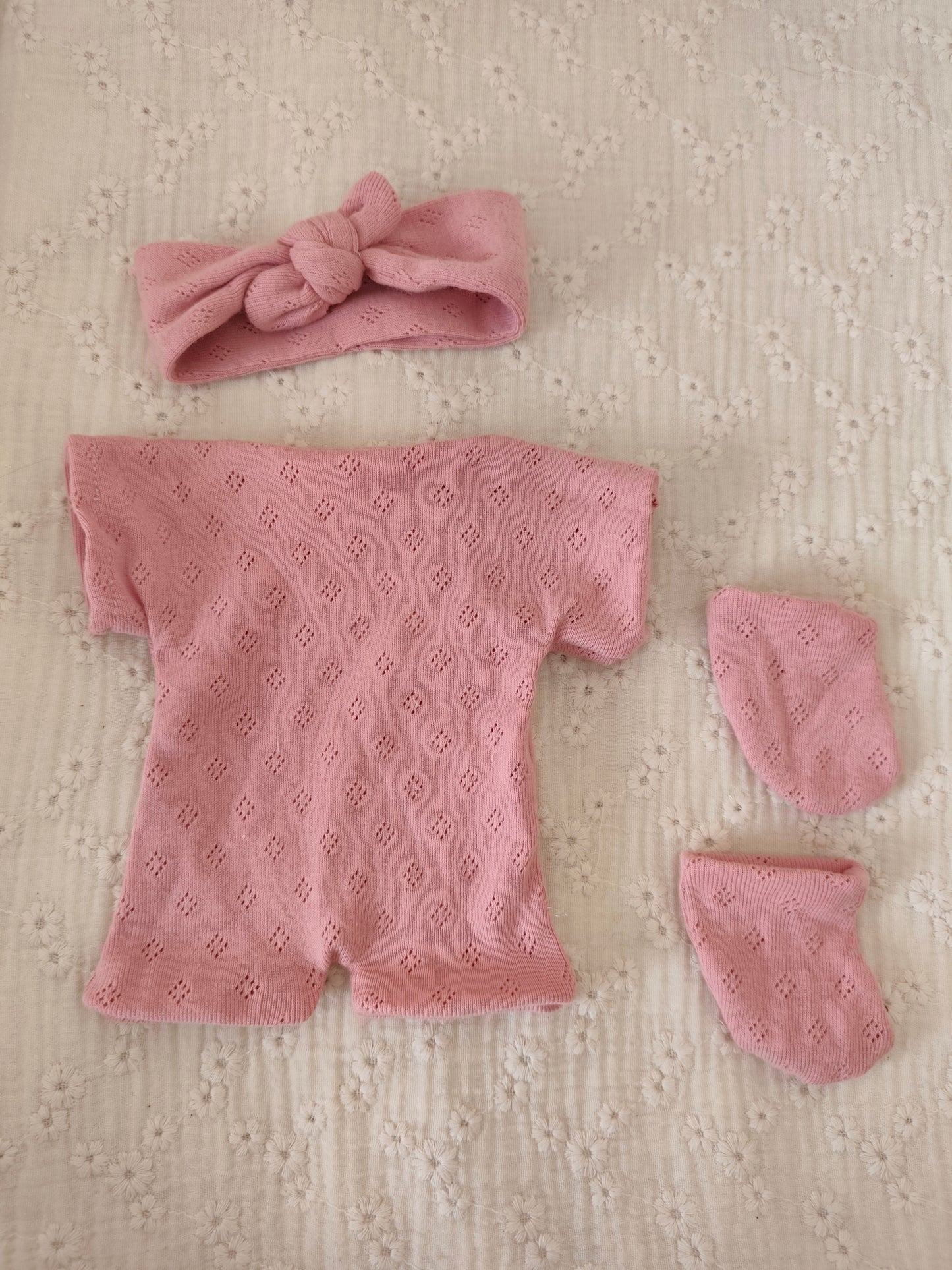 Tenue COMBINAISON vieux rose pour poupée peluche 45 cm
