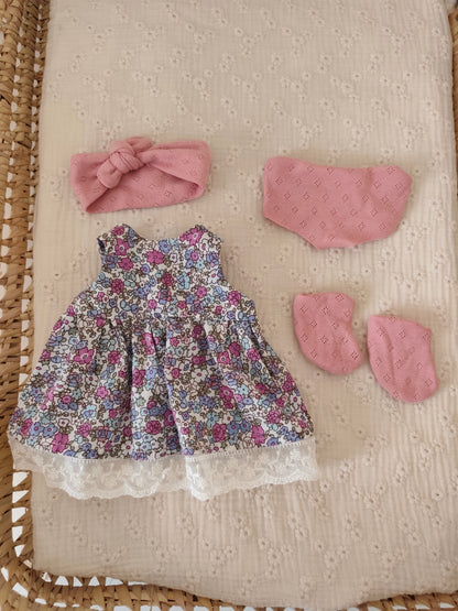 Tenue ROBE parme pour poupée peluche 45 cm