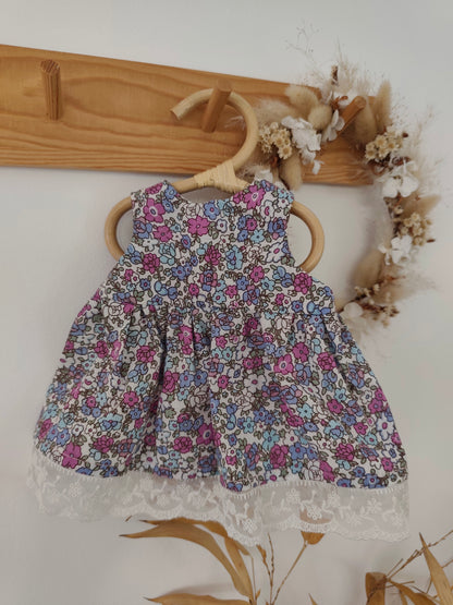 Tenue ROBE parme pour poupée peluche 45 cm