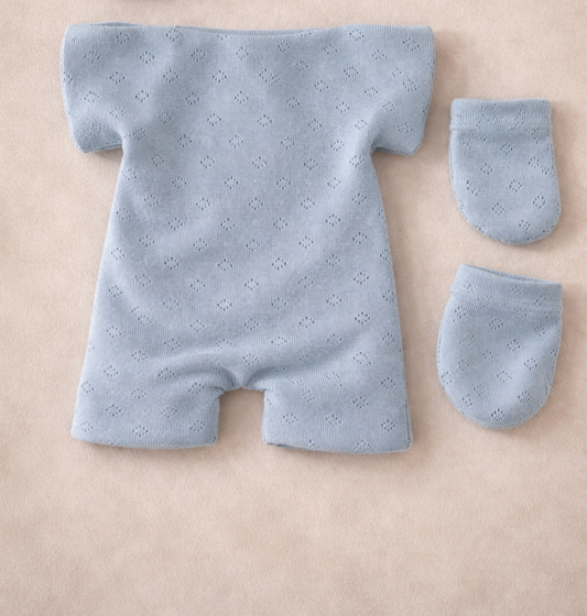 Tenue COMBINAISON bleue pour poupée peluche 45 cm