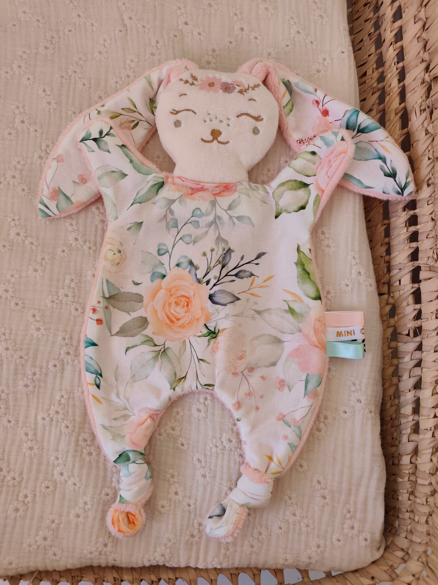 Grand doudou lapin BIG FLOWERS