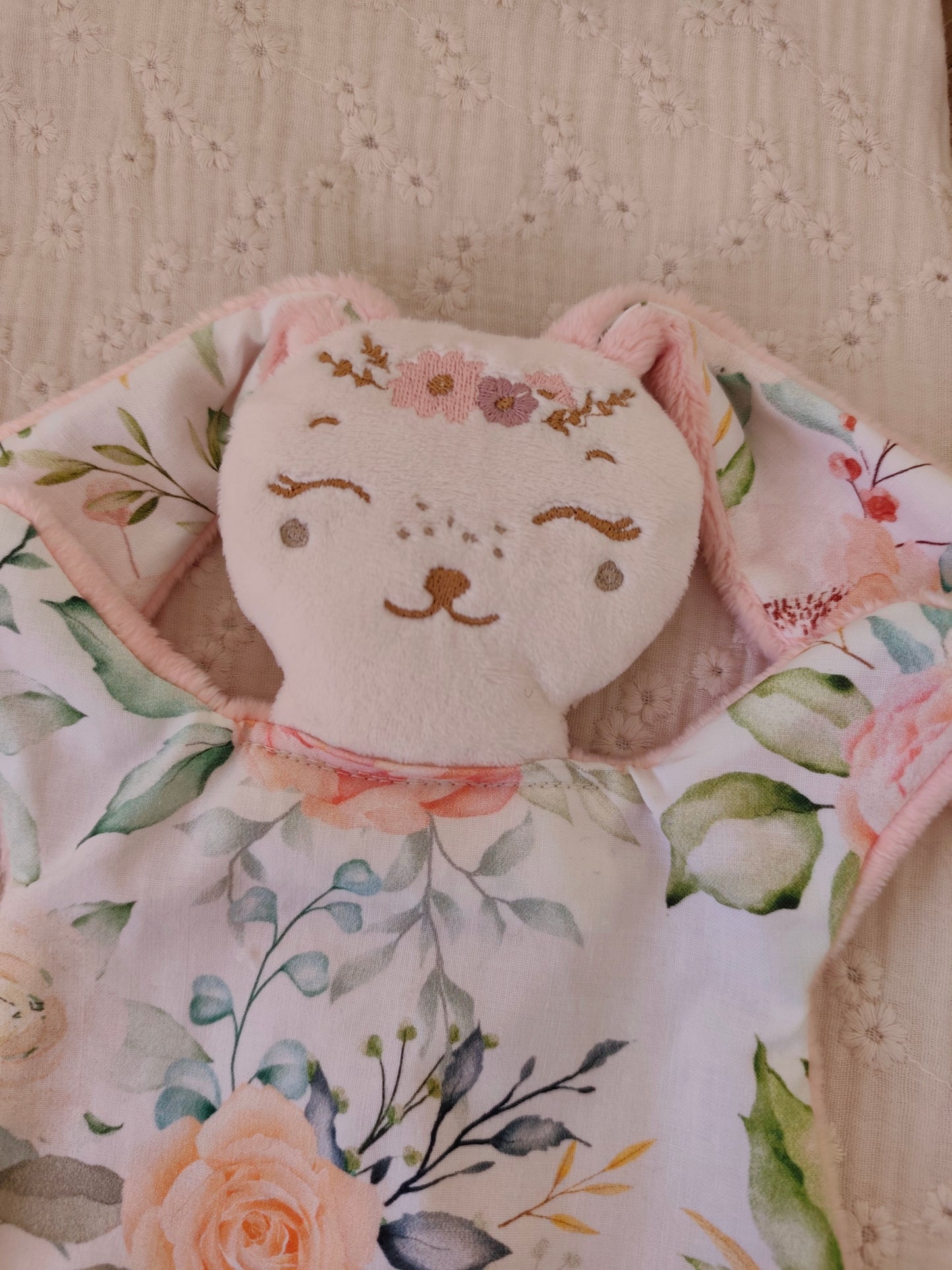 Grand doudou lapin BIG FLOWERS