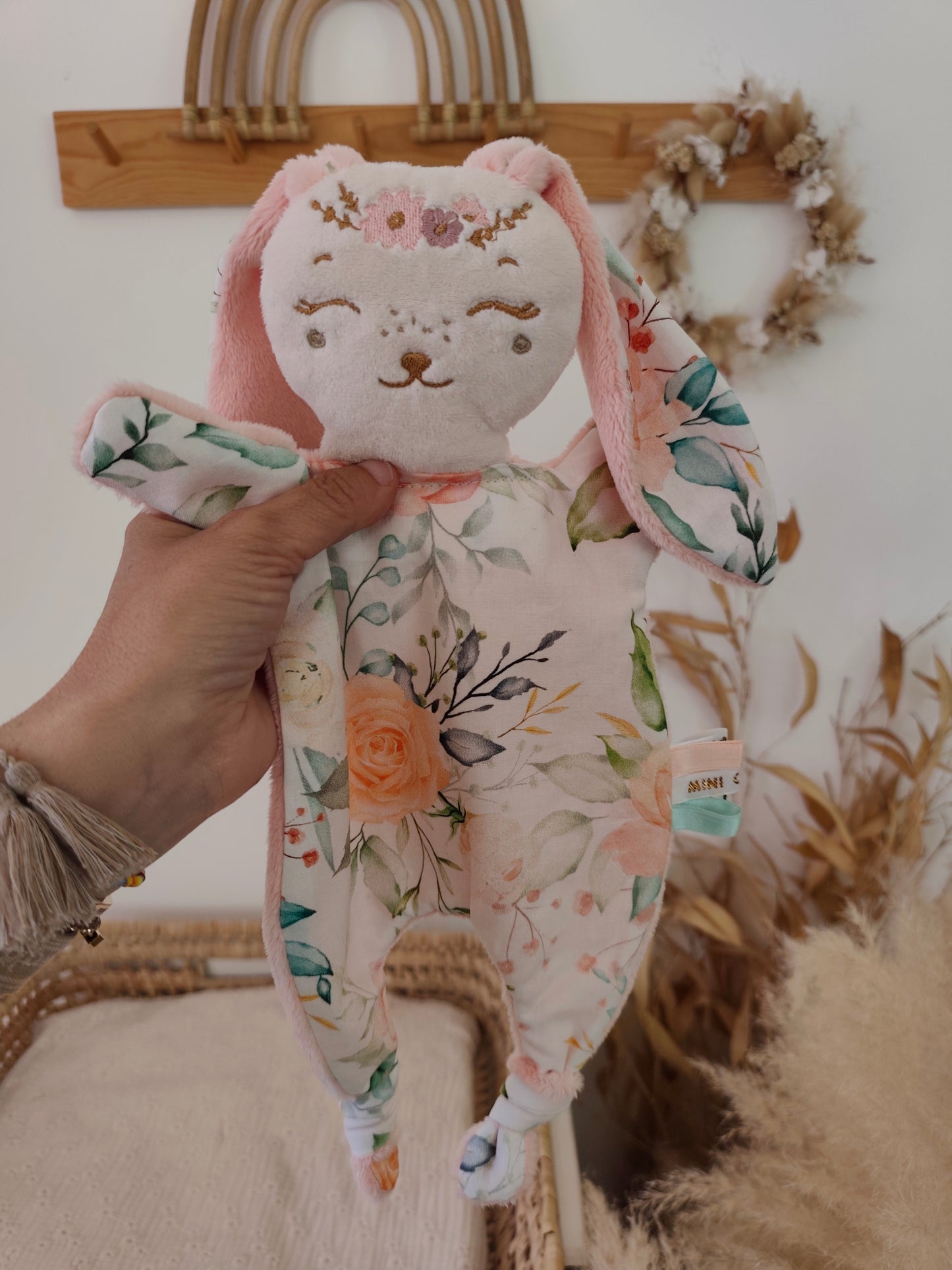 Grand doudou lapin BIG FLOWERS