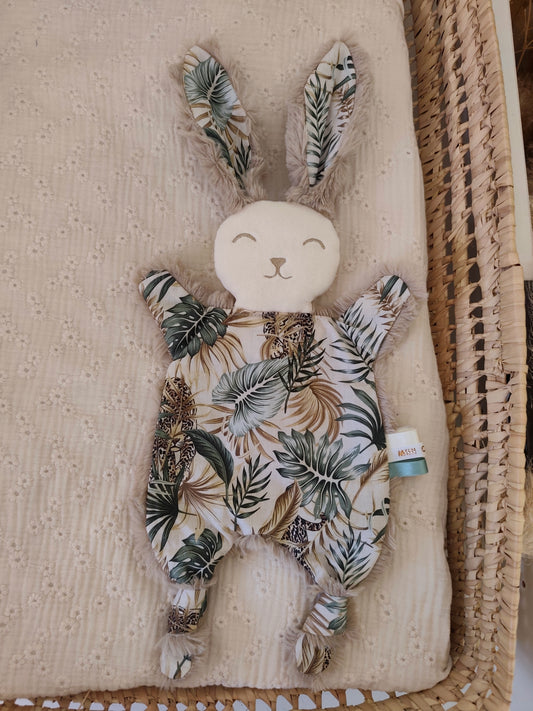 Grand doudou lapin LÉOPARD EUCALYPTUS