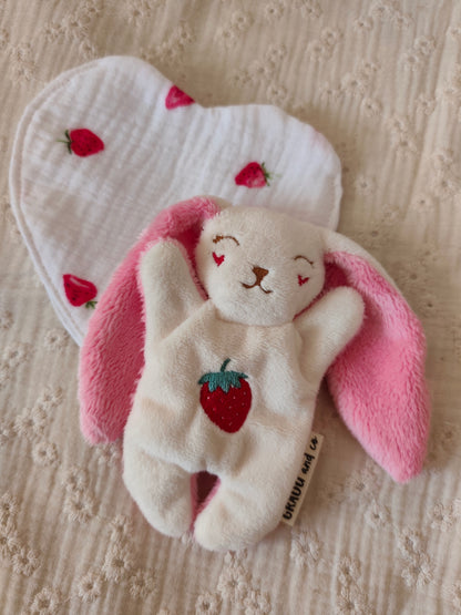 Doudou RECONFORT lapin FRAISE