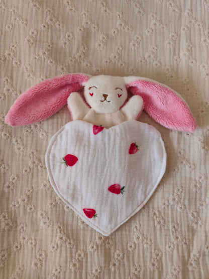 Doudou RECONFORT lapin FRAISE