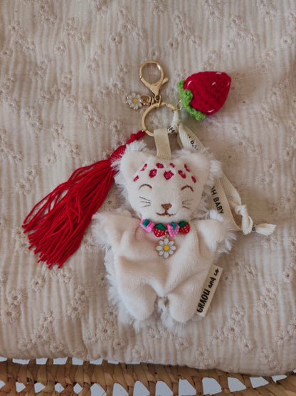GRI-GRI porte clé léopard FRAISE