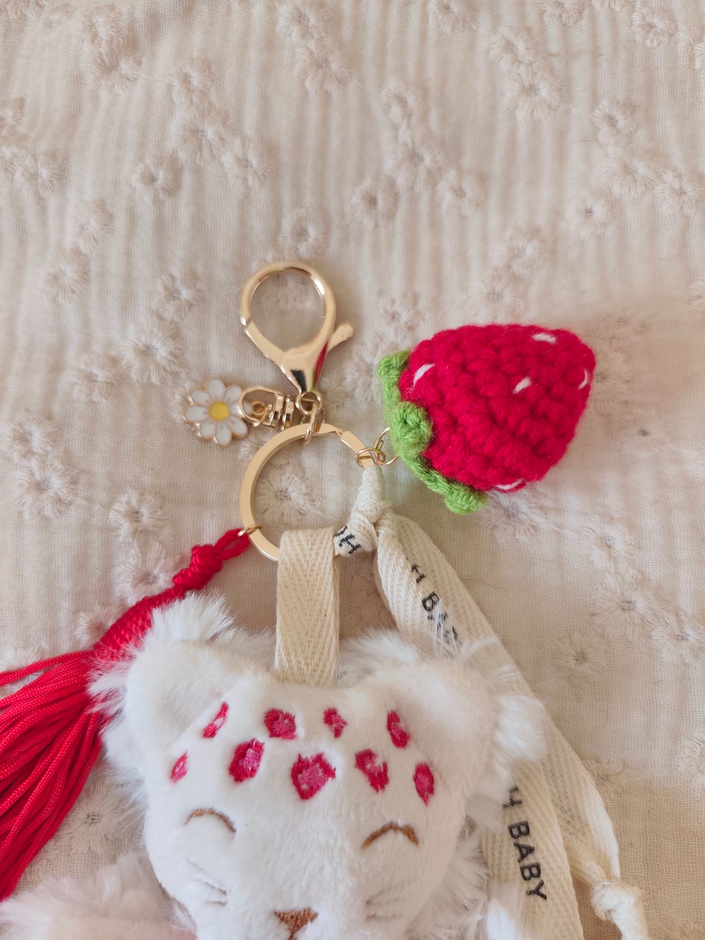 GRI-GRI porte clé léopard FRAISE