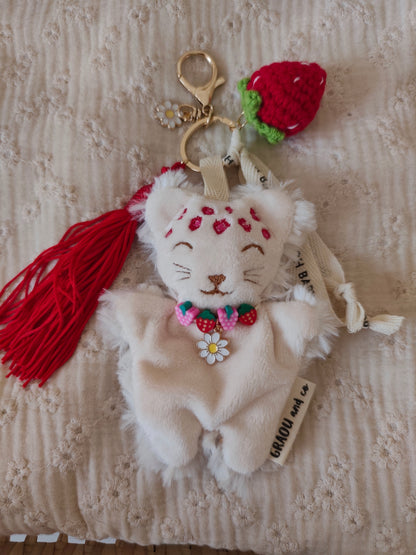 GRI-GRI porte clé léopard FRAISE