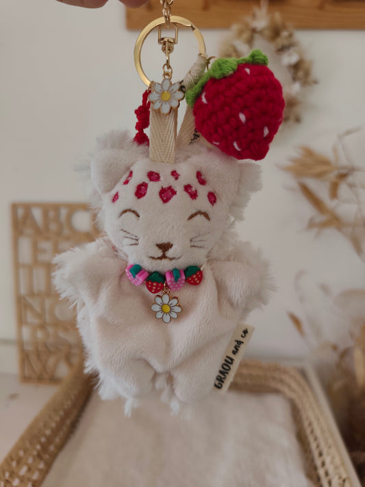GRI-GRI porte clé léopard FRAISE