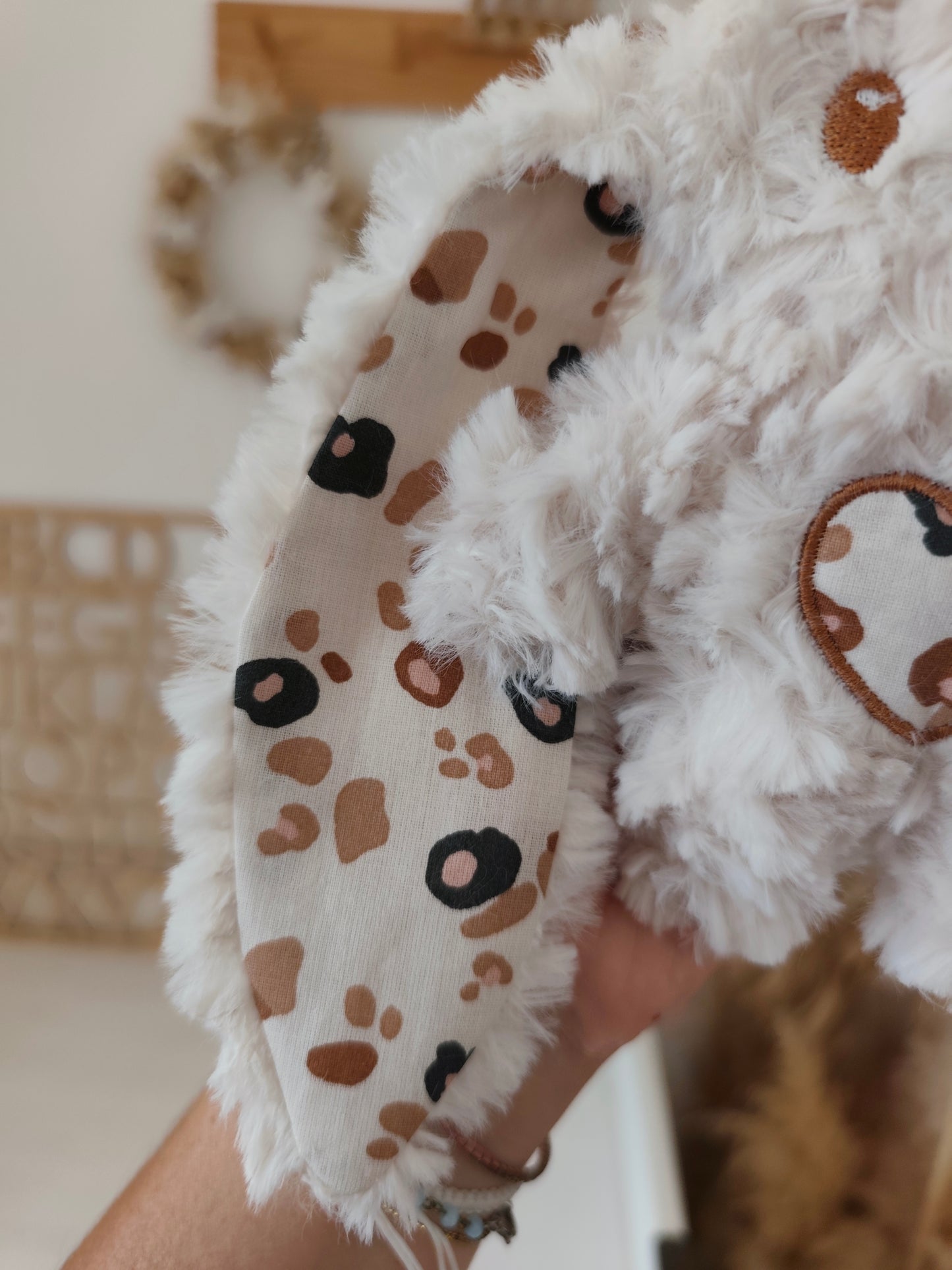 Peluche KAWAII vichy léopard
