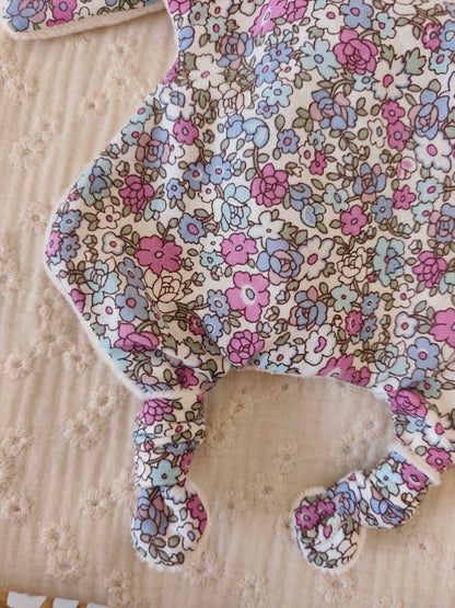 Mini doudou lapin FLEUR PARME