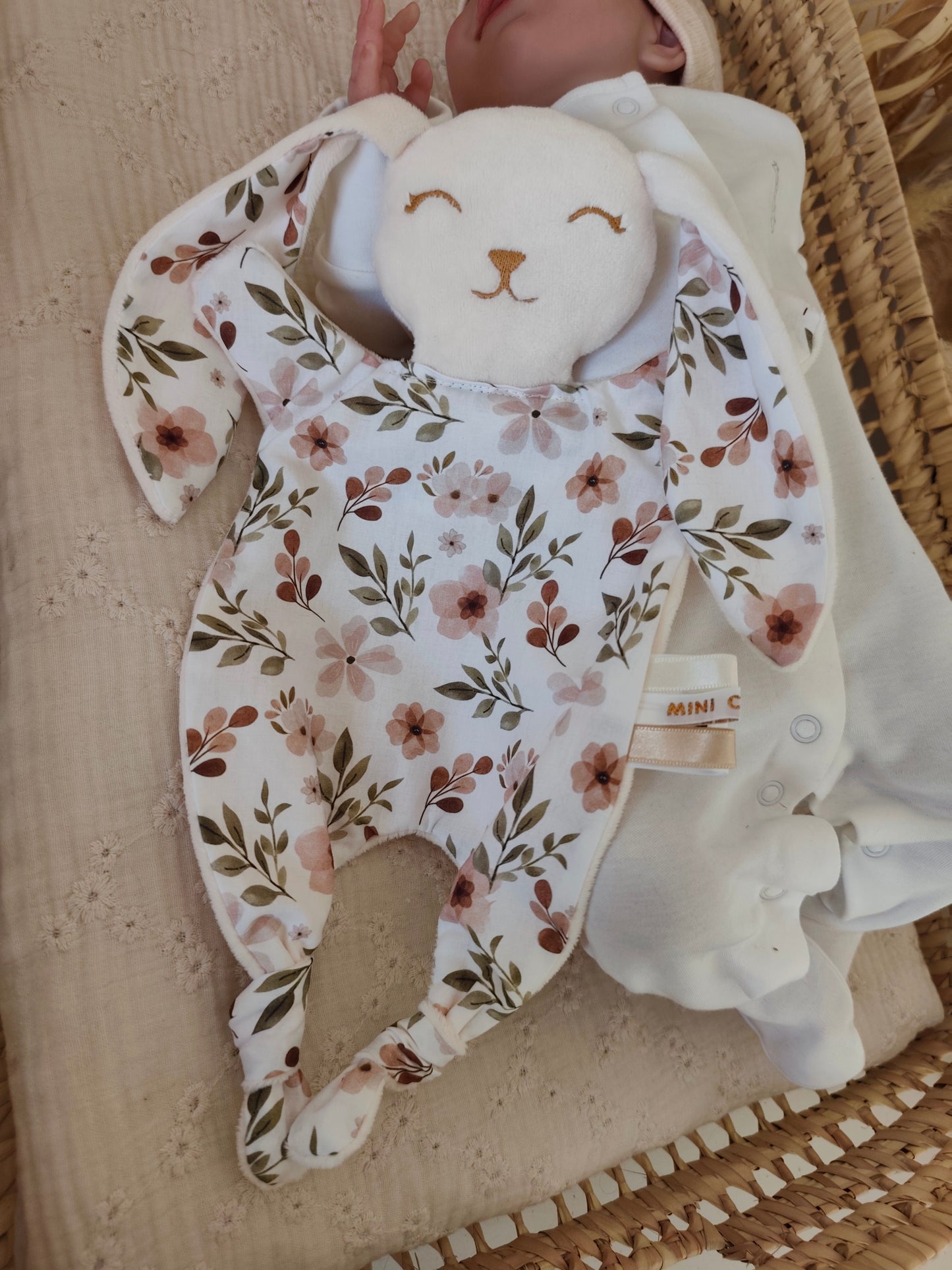 Grand doudou lapin FLEURS D'AUTOMNE