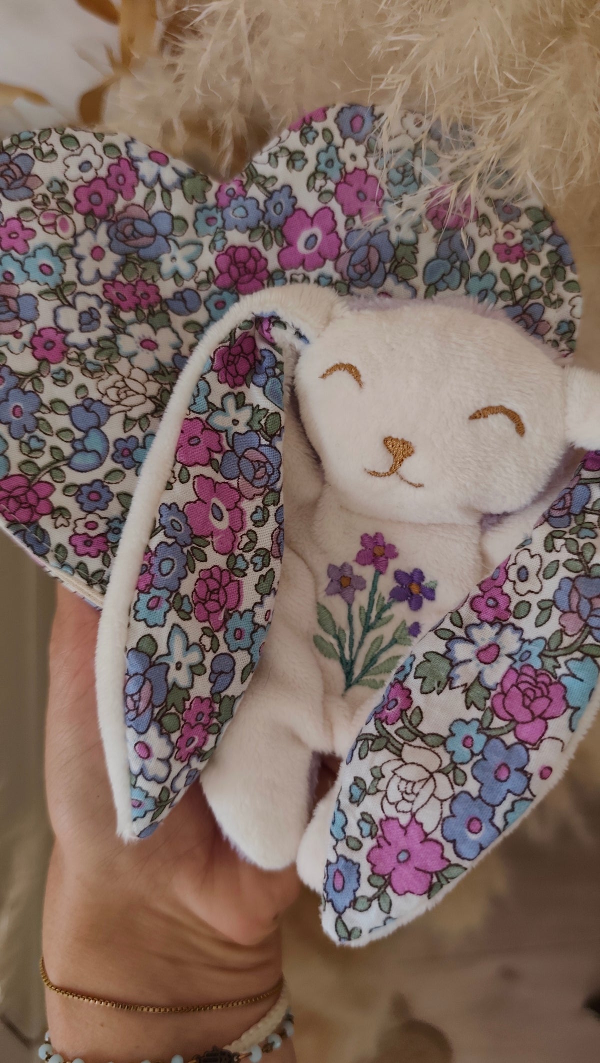 Doudou RECONFORT lapin VIOLET