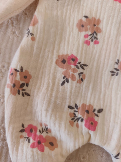 Grand doudou lapin BRITISH fleurs roses