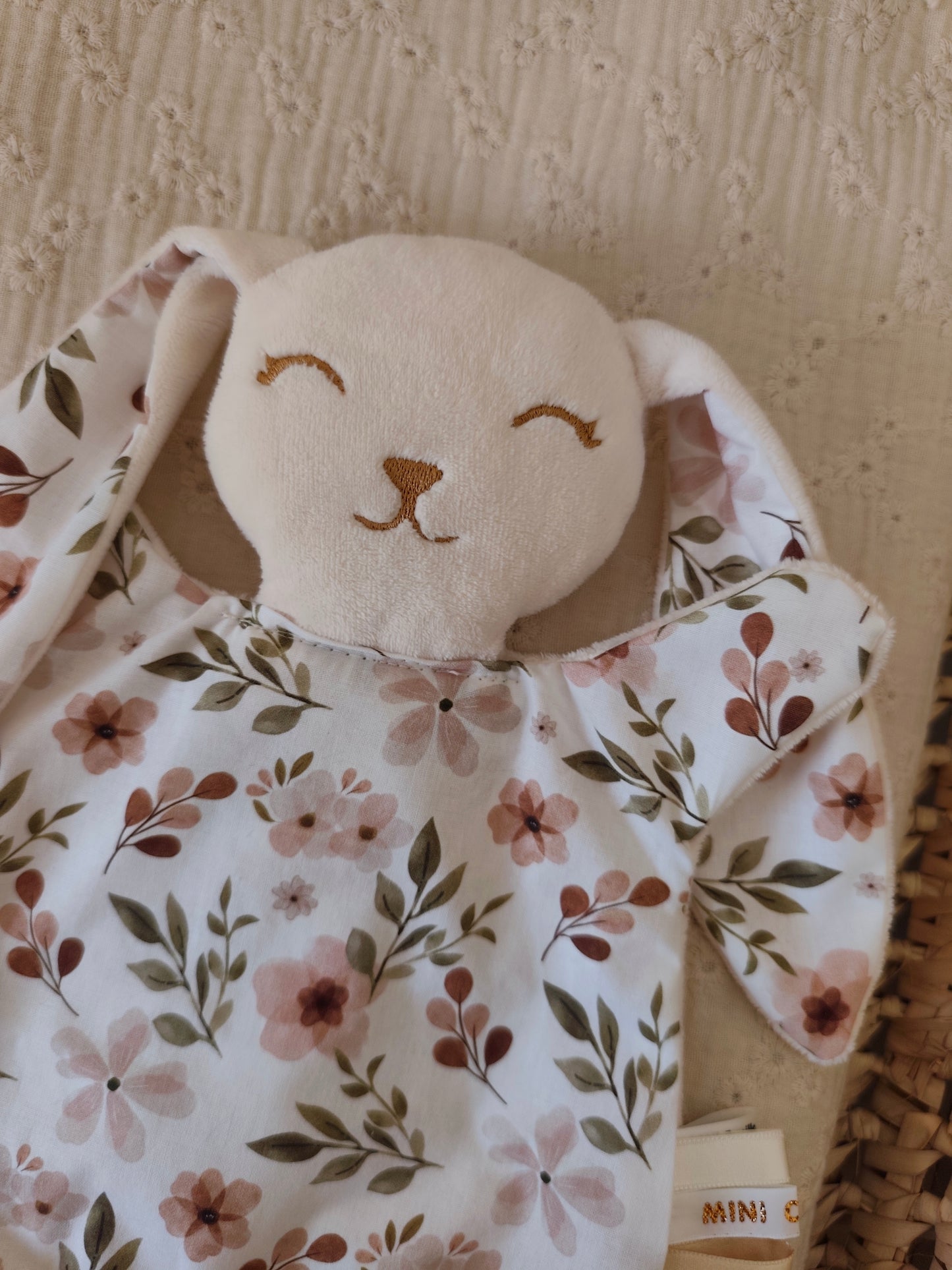 Grand doudou lapin FLEURS D'AUTOMNE