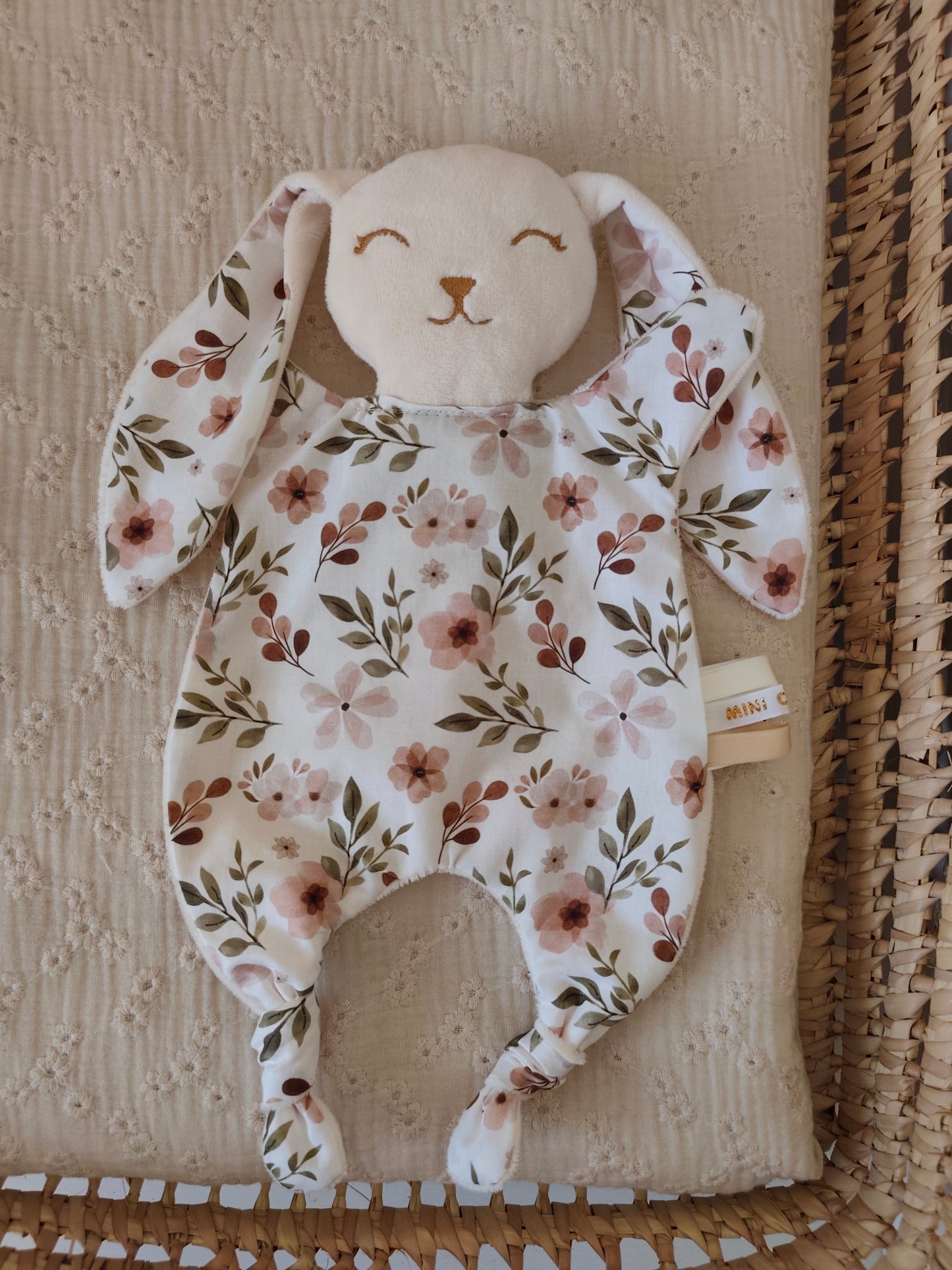 Grand doudou lapin FLEURS D'AUTOMNE