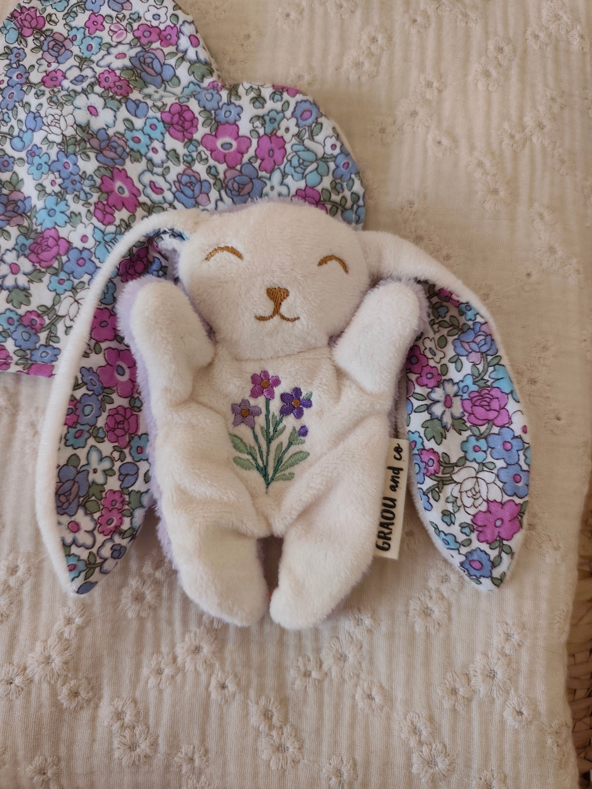 Doudou RECONFORT lapin VIOLET