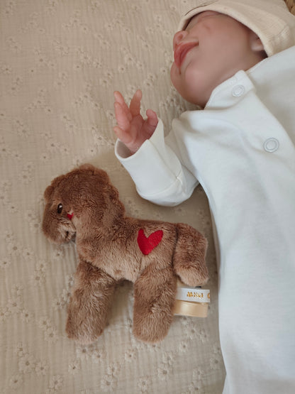 Hochet CHEVAL polaire marron éveil bébé