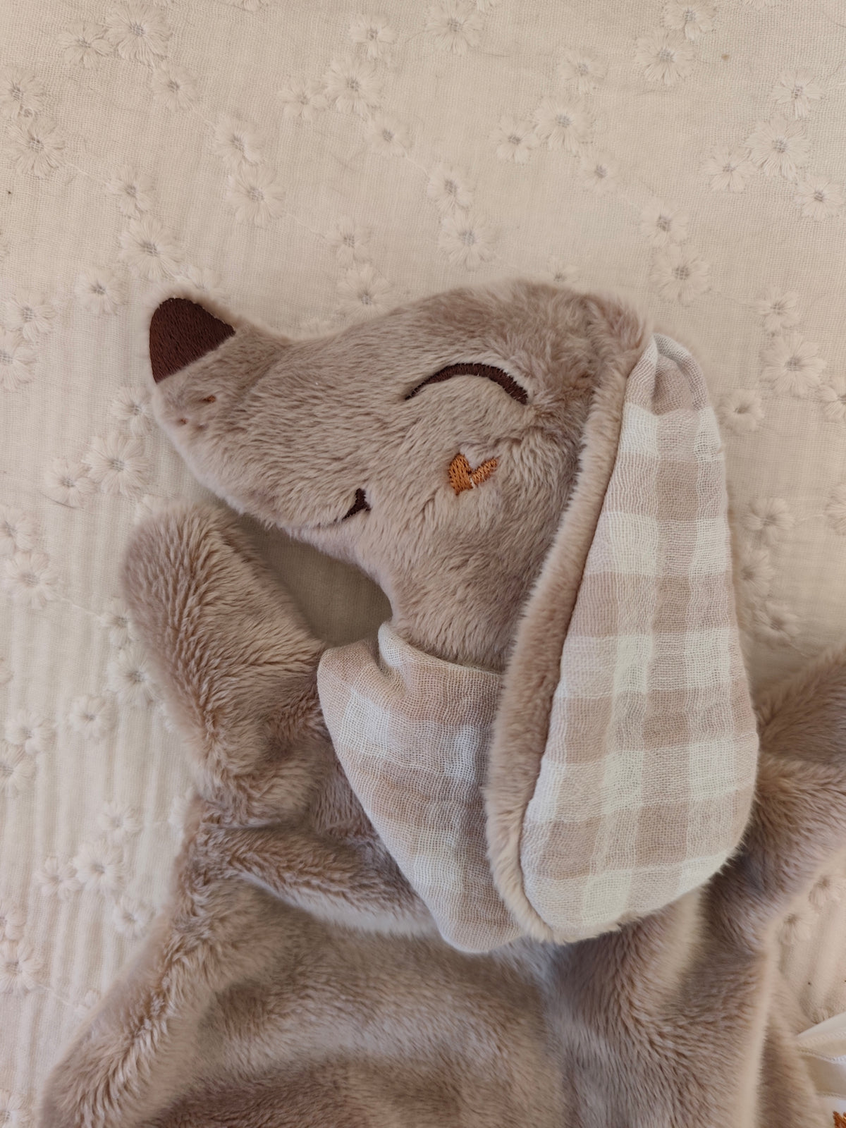 Mini doudou TECKEL polaire vichy marron