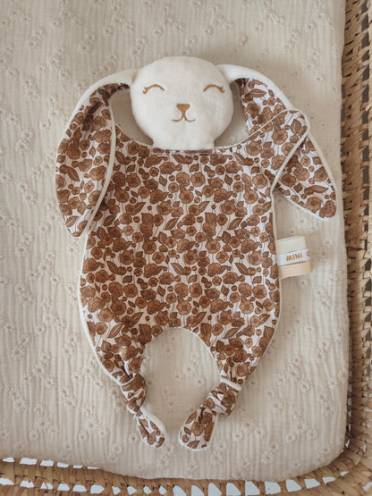 Grand doudou lapin FLEURI NOISETTE