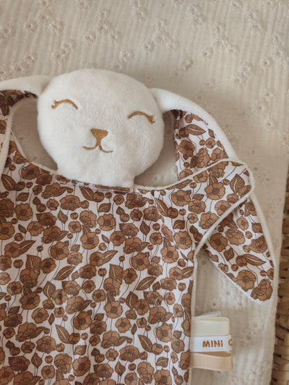 Grand doudou lapin FLEURI NOISETTE