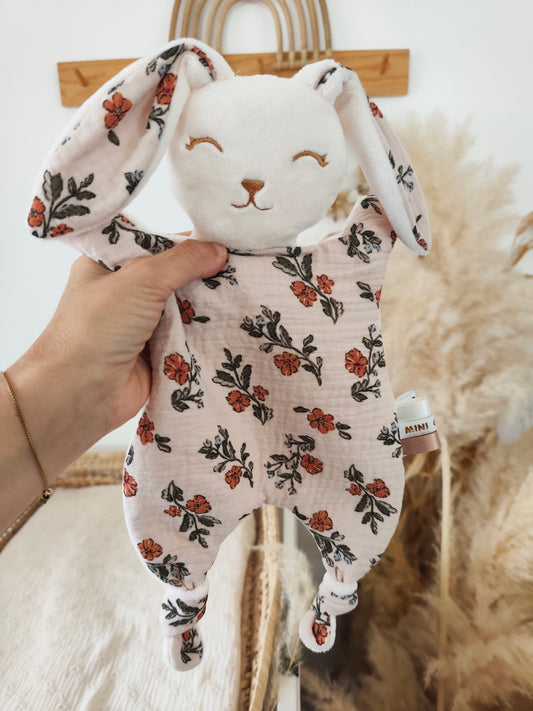 Grand doudou lapin AUTUMN fleurs
