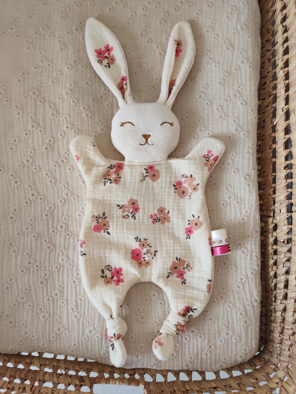 Grand doudou lapin AUTUMN fleurs