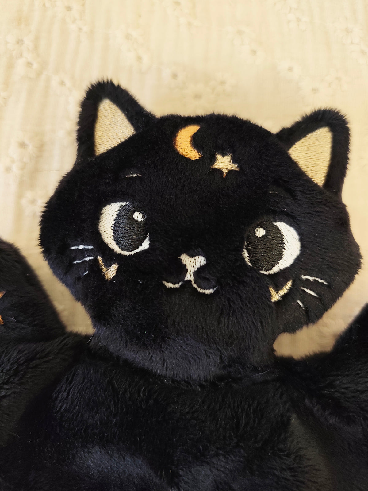 Mini doudou CHAT céleste des étoiles noir