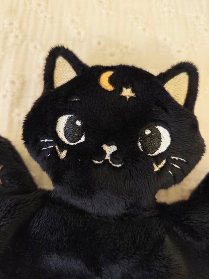 Mini doudou CHAT céleste des étoiles noir