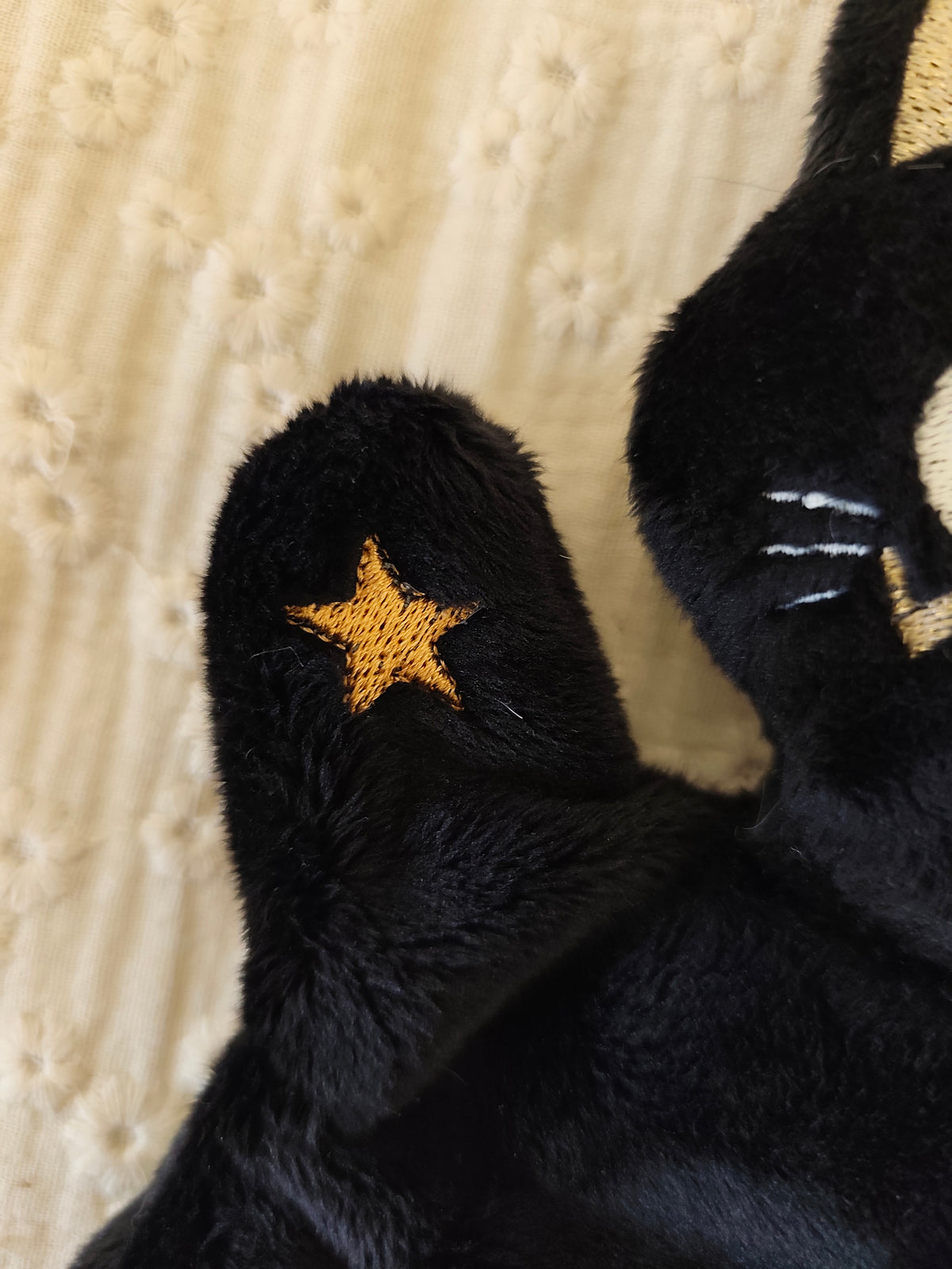 Mini doudou CHAT céleste des étoiles noir