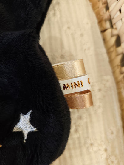 Mini doudou CHAT céleste des étoiles noir