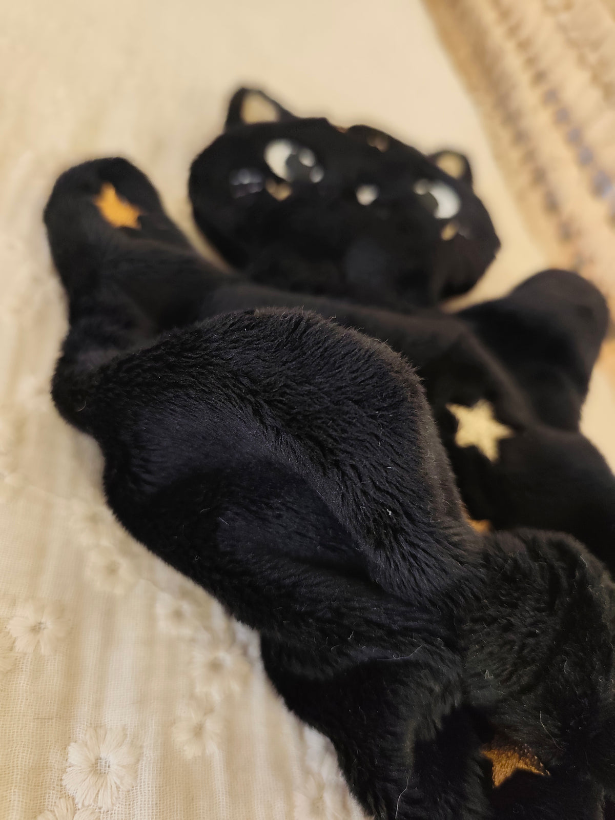 Mini doudou CHAT céleste des étoiles noir
