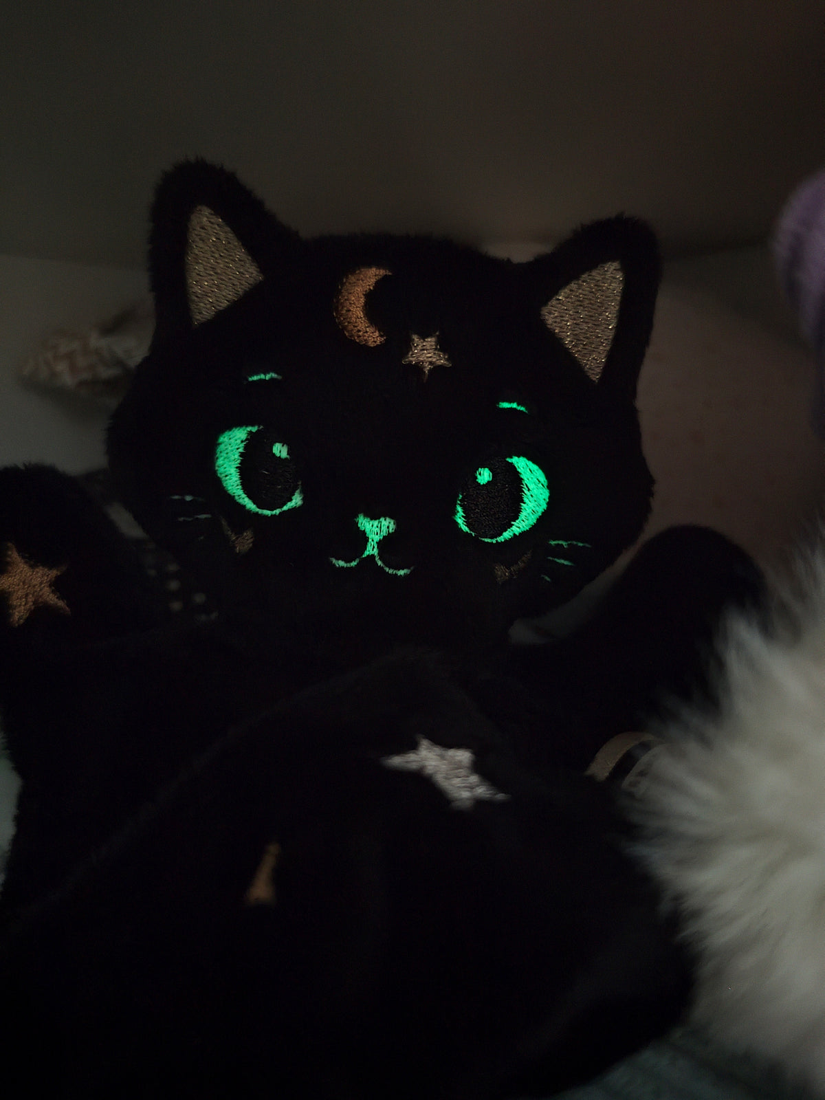 Mini doudou CHAT céleste des étoiles noir