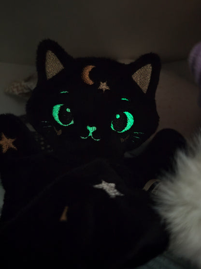 Mini doudou CHAT céleste des étoiles noir