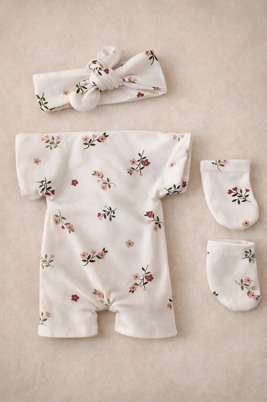 Tenue COMBINAISON fleurie pour poupée peluche 45 cm