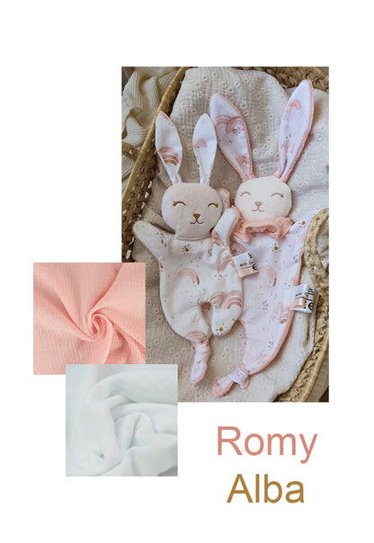 Grand doudou lapin ARC EN CIEL