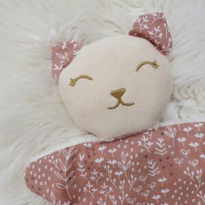 Doudou chat FEUILLAGES ROSES