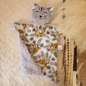 Doudou tigre FOURRURE gris