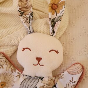 Doudou lapin FLEURI RETRO