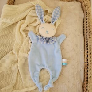 Doudou lapin bleu layette VICHY